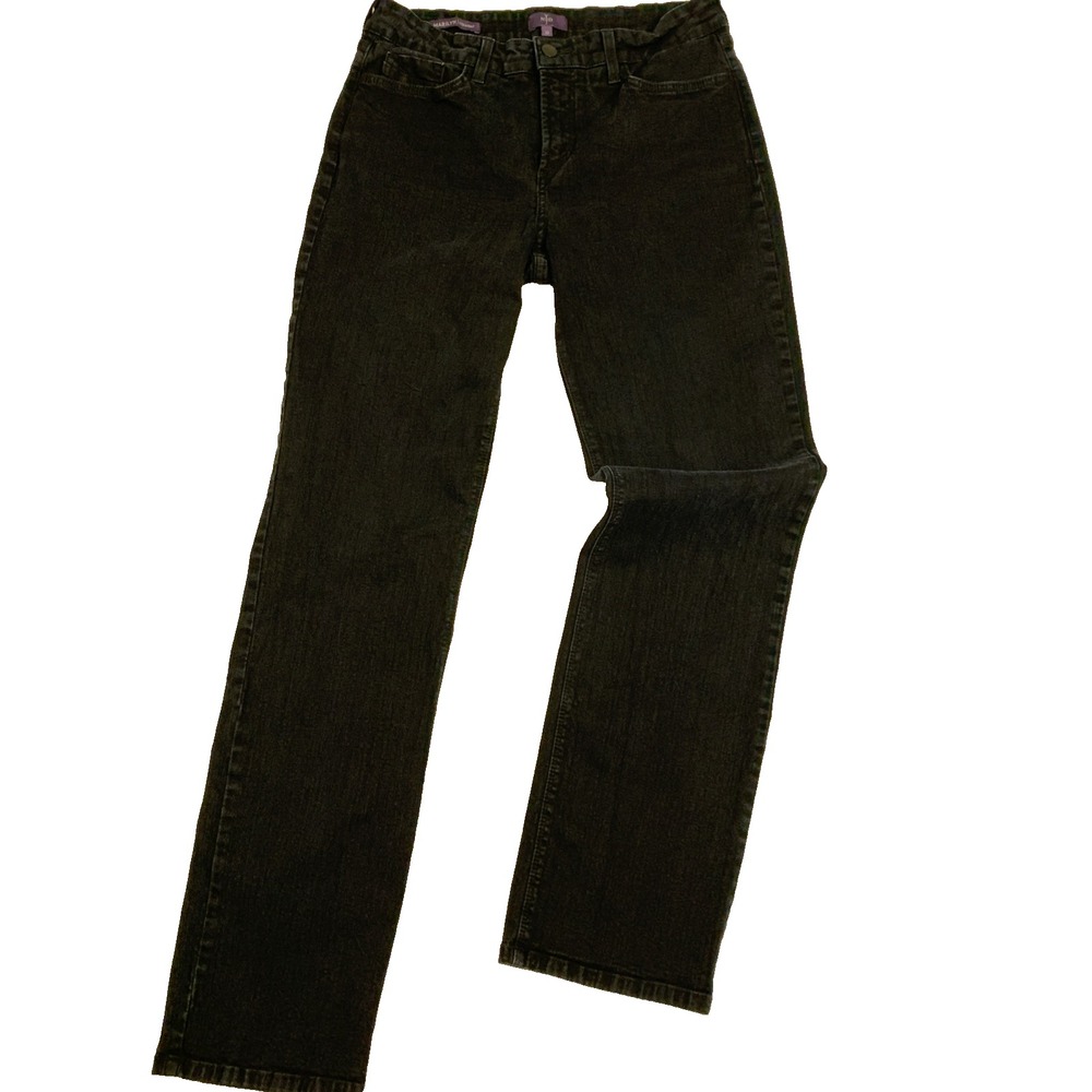 NYDJ Marilyn Straight Jeans Womens 10 Black Lift Tuck Stretch Denim Mid Rise